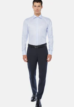 Sky Blue Cotton Twill Shirt Regular Fit|Boggi Milano Hot