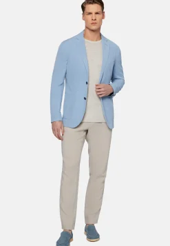 Sky Blue Jacket In Tencel/Linen/Cotton|Boggi Milano Outlet