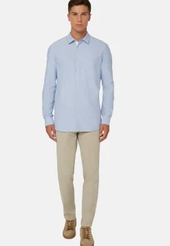 Sky Blue Oxford Cotton Shirt Regular Fit|Boggi Milano New