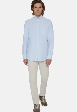 Sky Blue Shirt In Organic Oxford Cotton, Regular|Boggi Milano Outlet