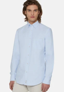Sky Blue Shirt In Organic Oxford Cotton, Regular|Boggi Milano Outlet
