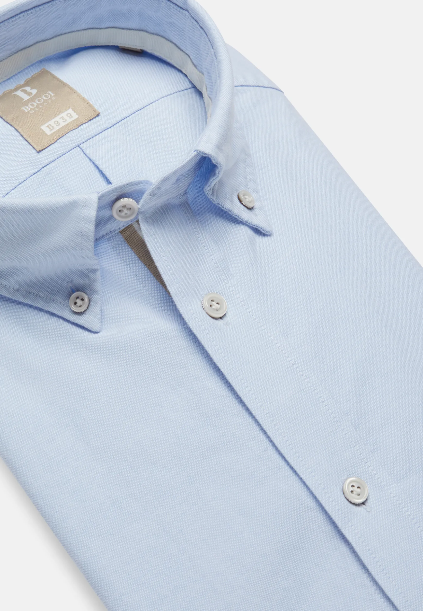Sky Blue Shirt In Organic Oxford Cotton, Regular|Boggi Milano Outlet