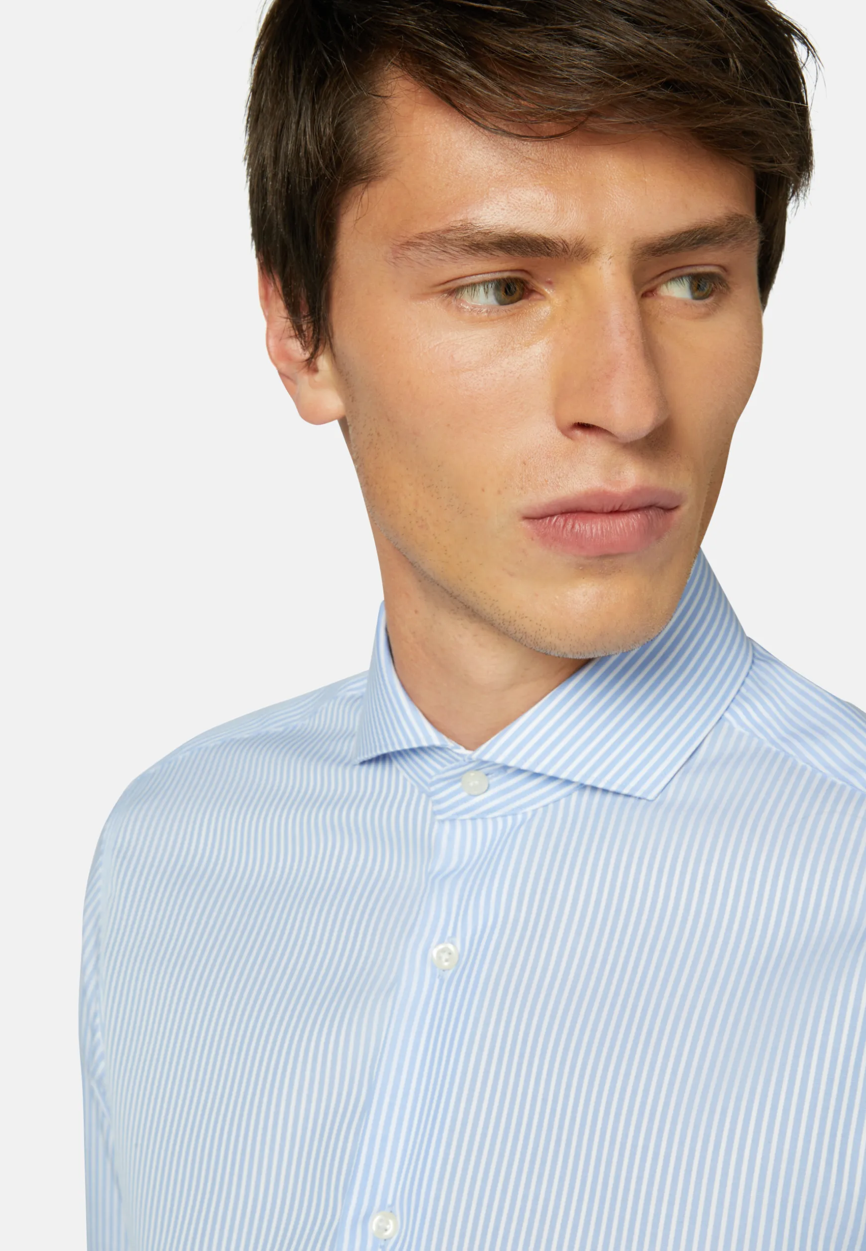 Sky Blue Striped Cotton Shirt Slim Fit|Boggi Milano Best Sale