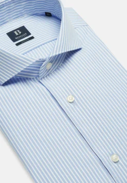 Sky Blue Striped Cotton Shirt Slim Fit|Boggi Milano Best Sale