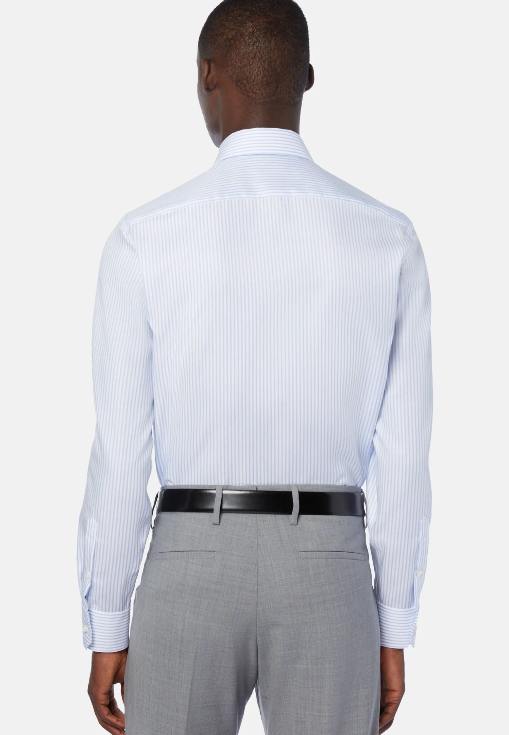Sky Blue Striped Cotton Shirt Slim Fit|Boggi Milano Hot