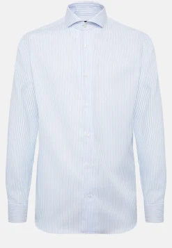 Sky Blue Striped Cotton Shirt Slim Fit|Boggi Milano Hot