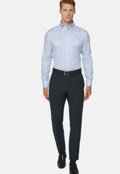 Sky Blue Striped Cotton Shirt Regular Fit|Boggi Milano Clearance