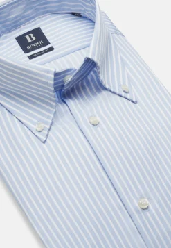 Sky Blue Striped Cotton Shirt Regular Fit|Boggi Milano Clearance