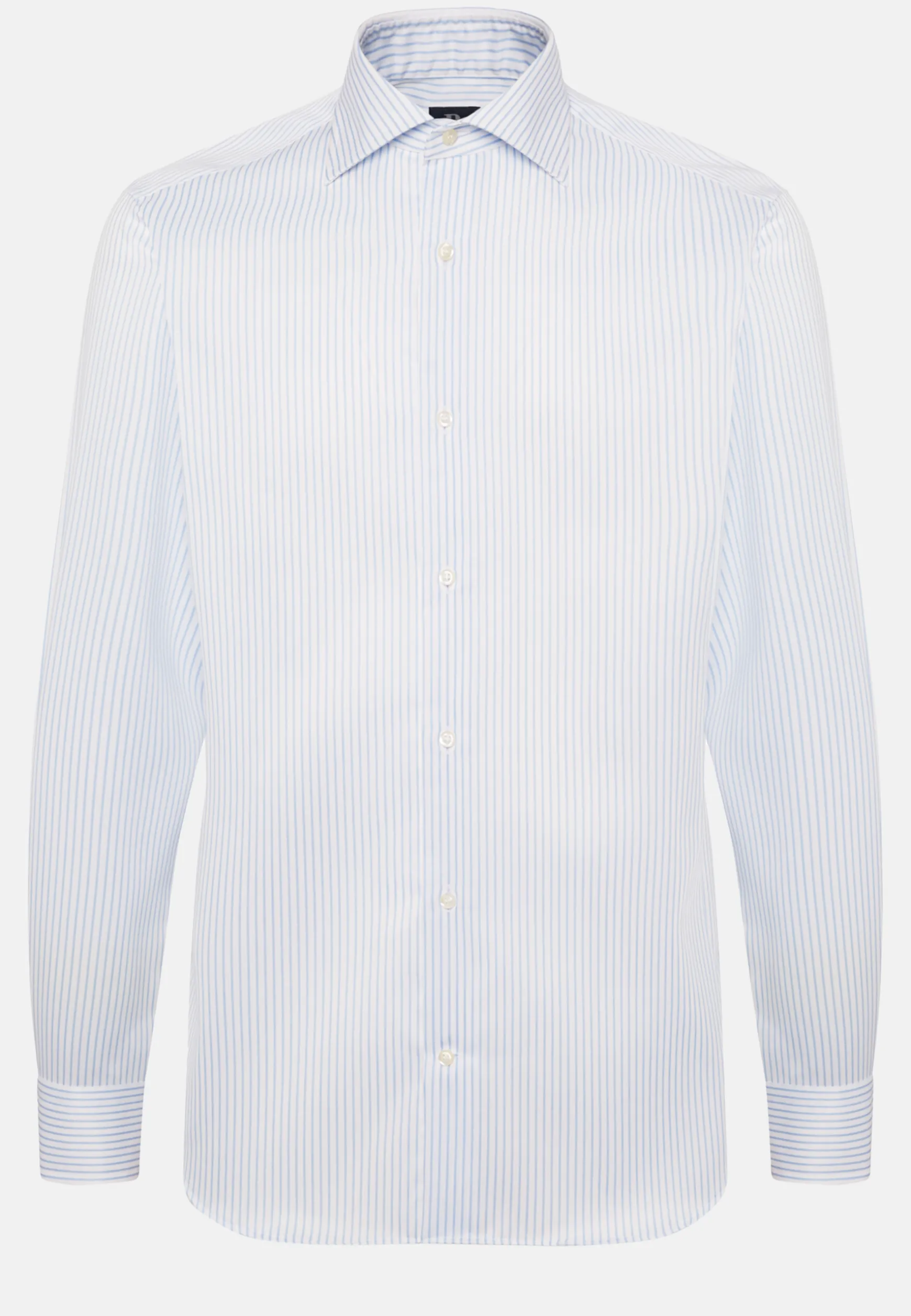 Sky Blue Striped Cotton Twill Shirt Slim Fit|Boggi Milano Outlet