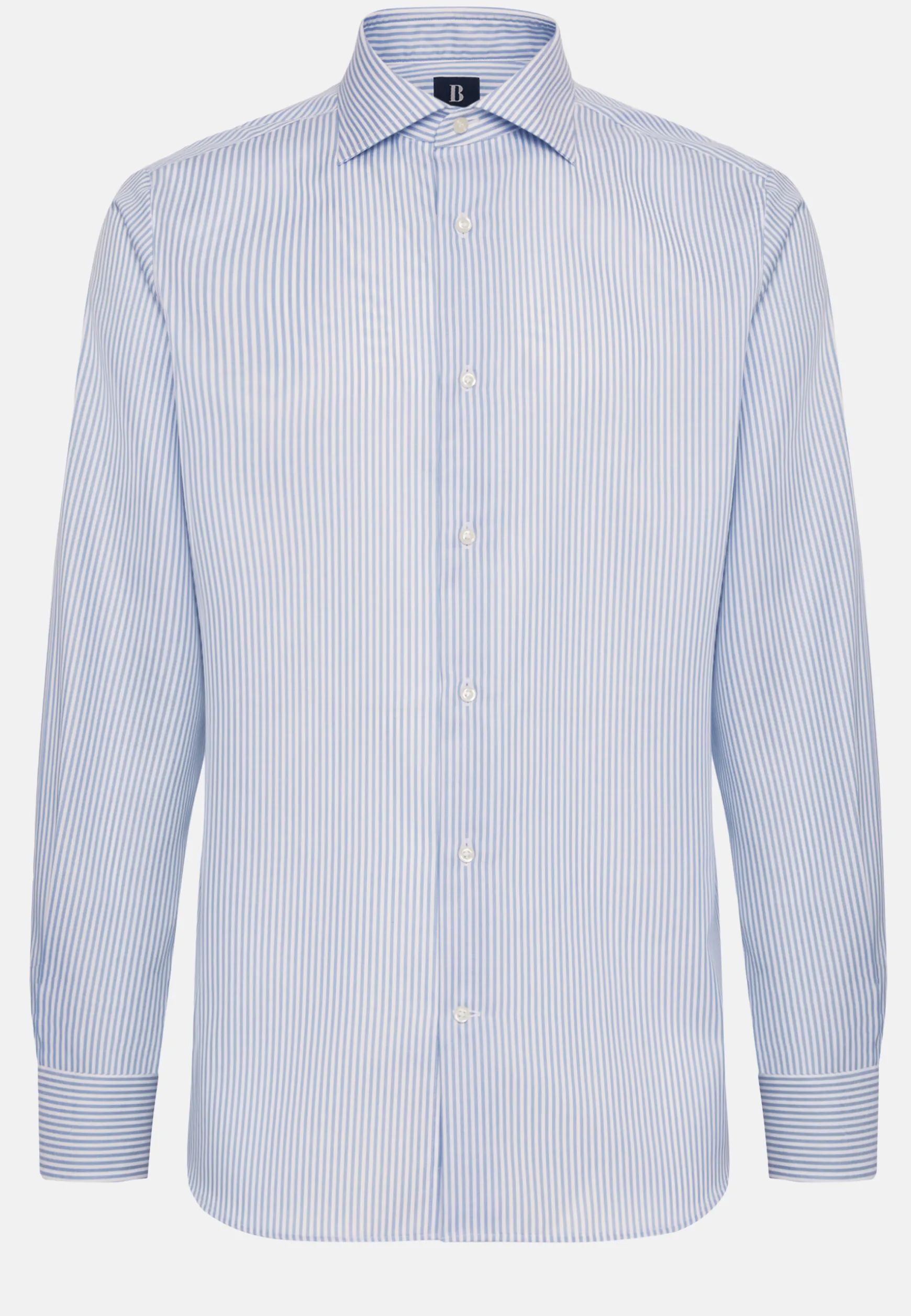 Sky Blue Striped Cotton Twill Shirt Regular Fit|Boggi Milano Discount