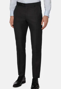 slim Fit Grey Super 130 Wool Pants|Boggi Milano Clearance