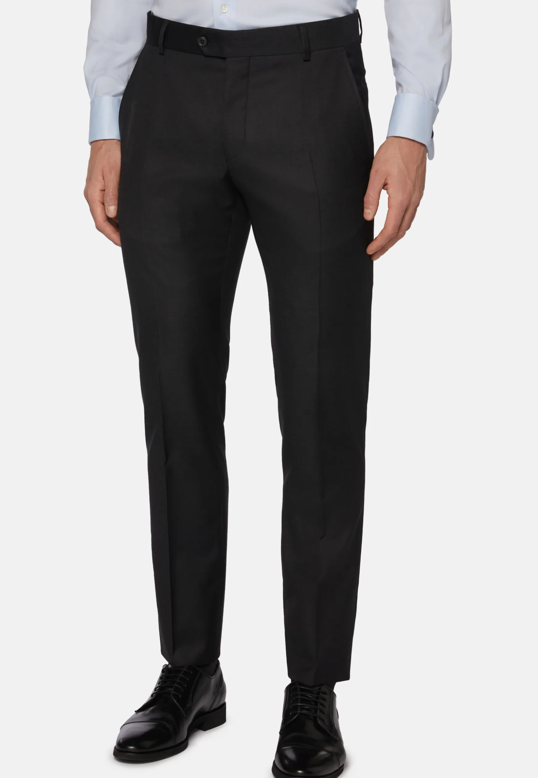 slim Fit Grey Super 130 Wool Pants|Boggi Milano Clearance