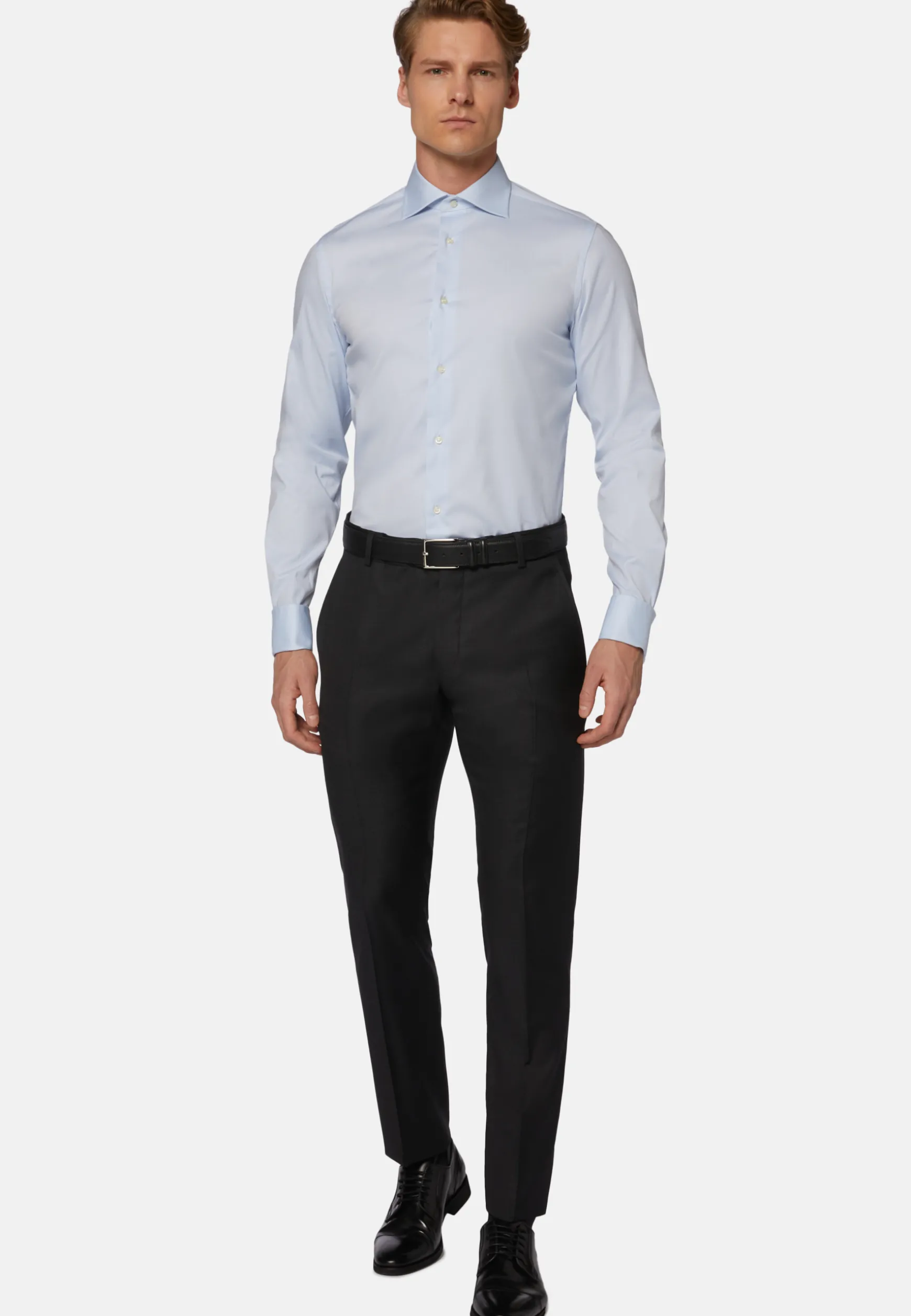 slim Fit Grey Super 130 Wool Pants|Boggi Milano Clearance
