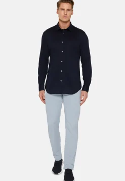 Slim Fit Navy Shirt in Cotton and COOLMAX®|Boggi Milano Cheap