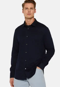 Slim Fit Navy Shirt in Cotton and COOLMAX&reg;|Boggi Milano Cheap