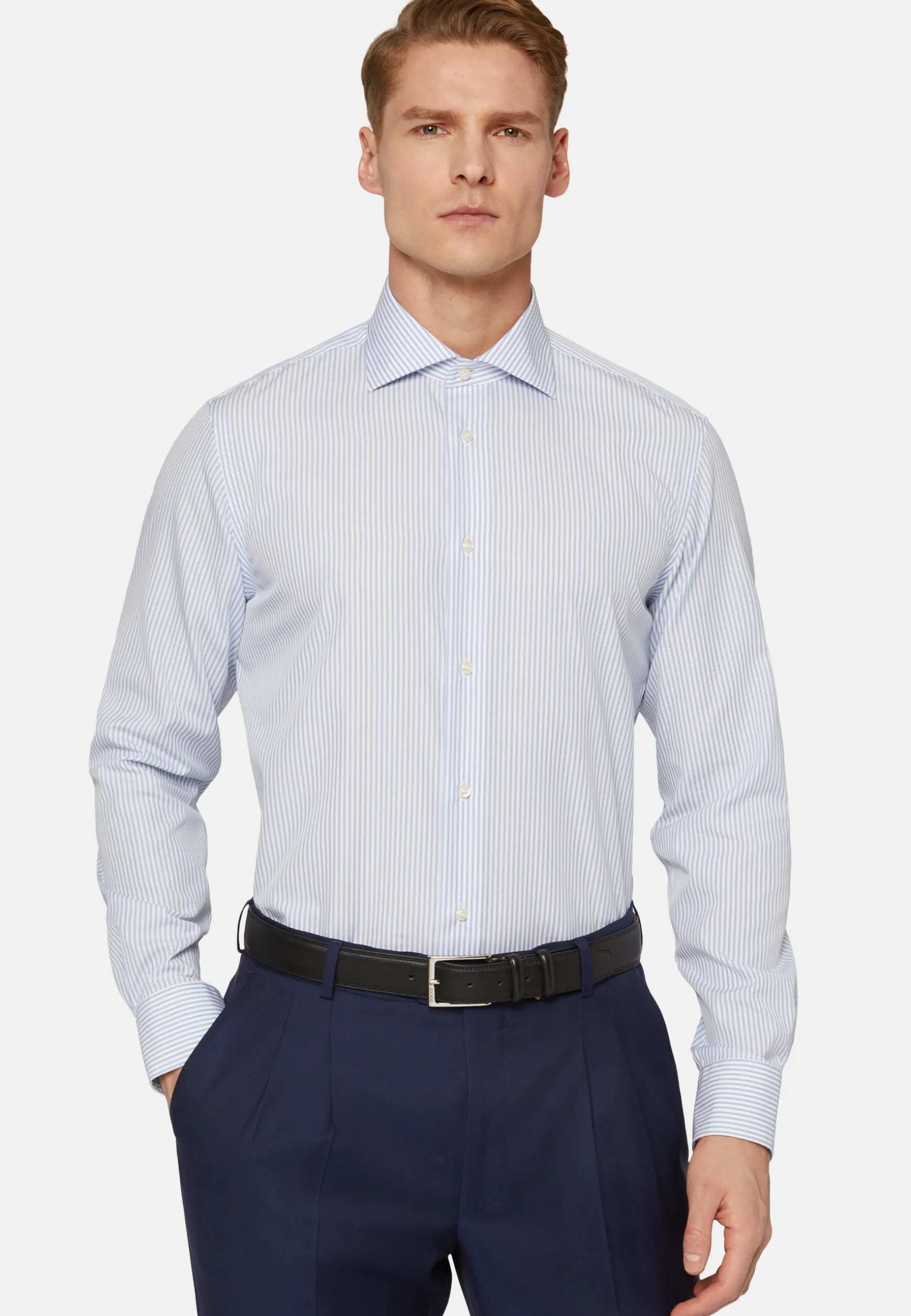Slim Fit Sky Blue Cotton Shirt|Boggi Milano Store