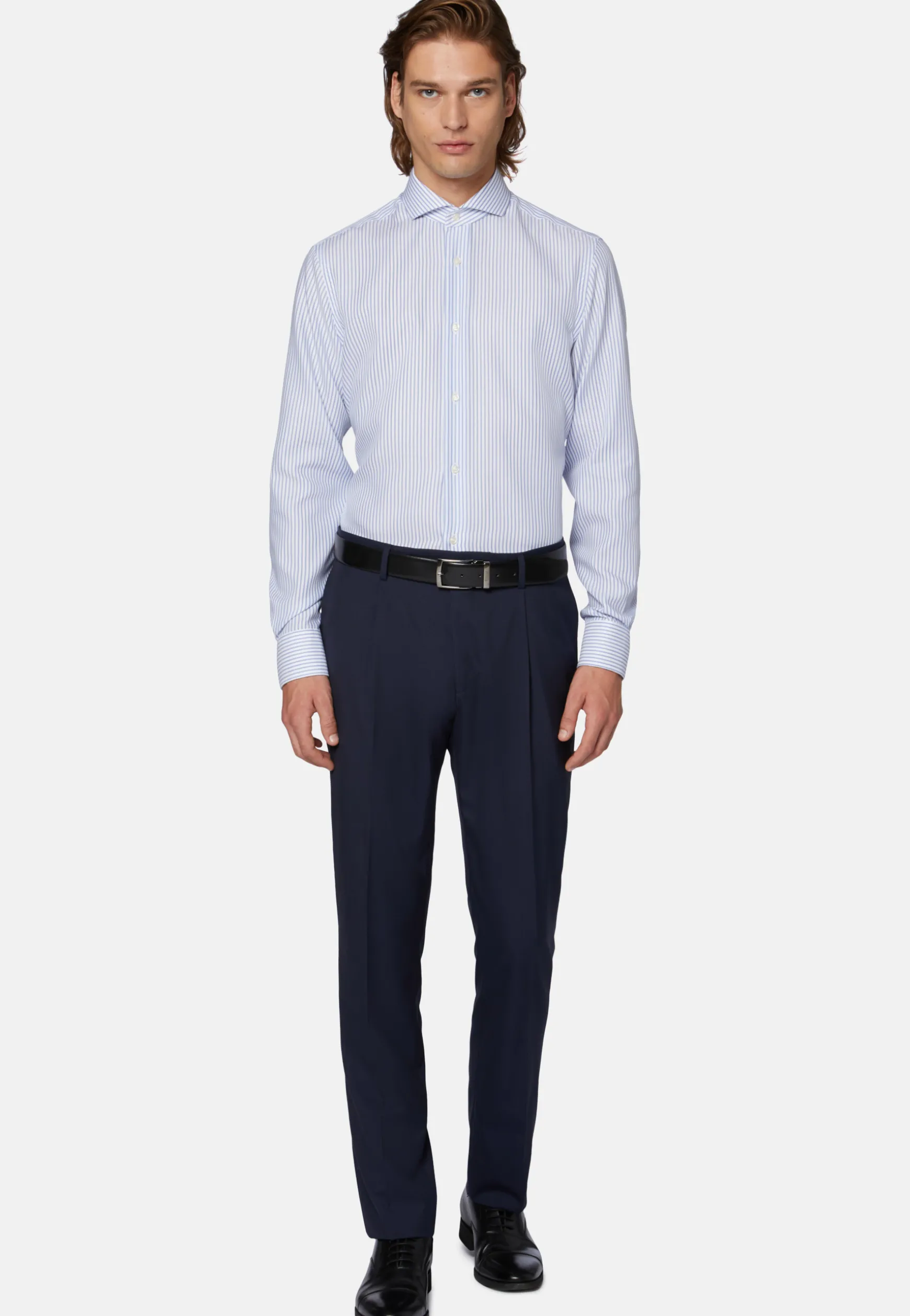 Slim Fit Sky Blue Dobby Cotton Shirt|Boggi Milano Fashion
