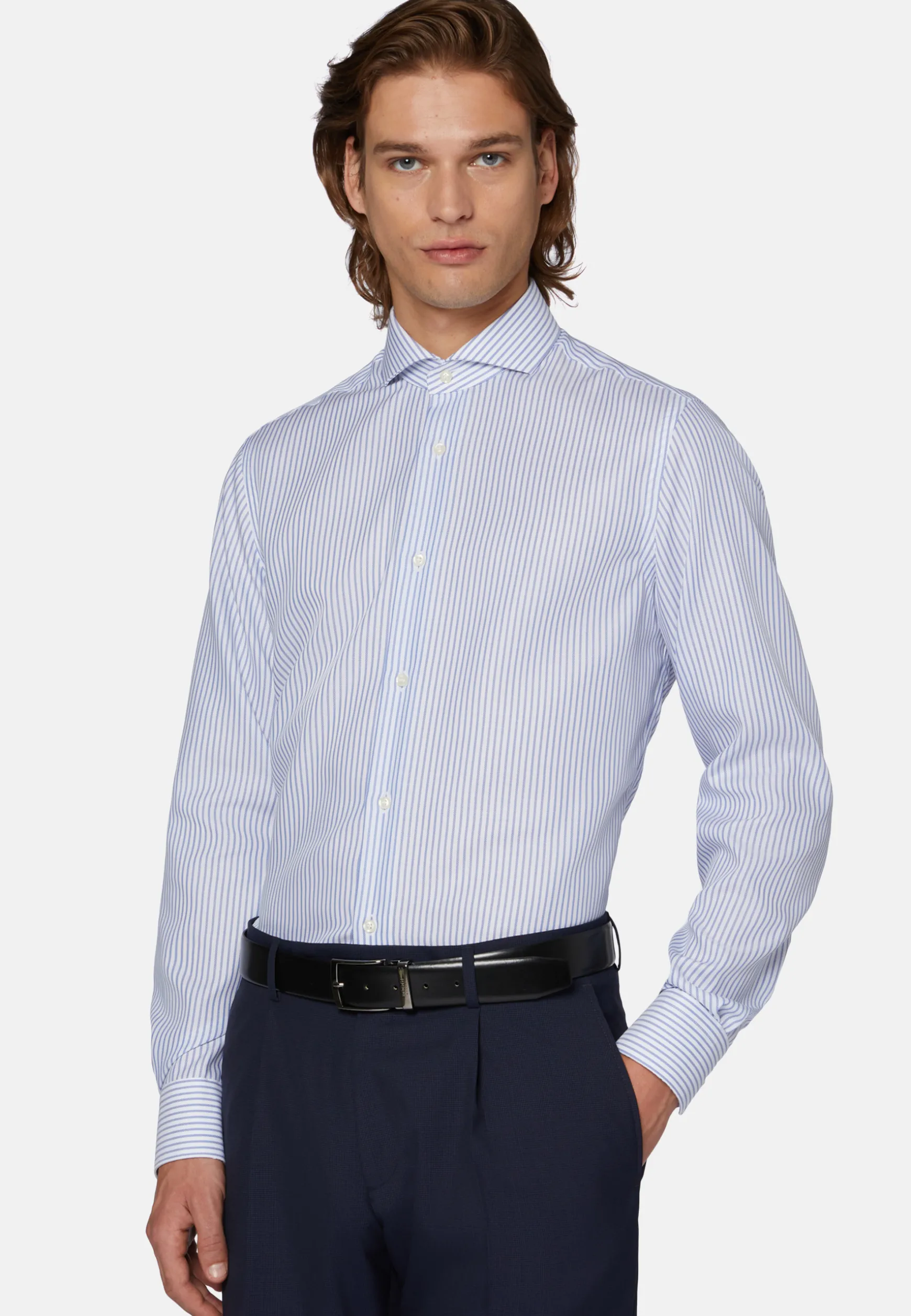 Slim Fit Sky Blue Dobby Cotton Shirt|Boggi Milano Fashion