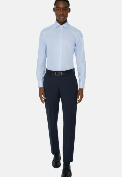 Slim Fit Sky Blue Dobby Cotton Shirt|Boggi Milano Online