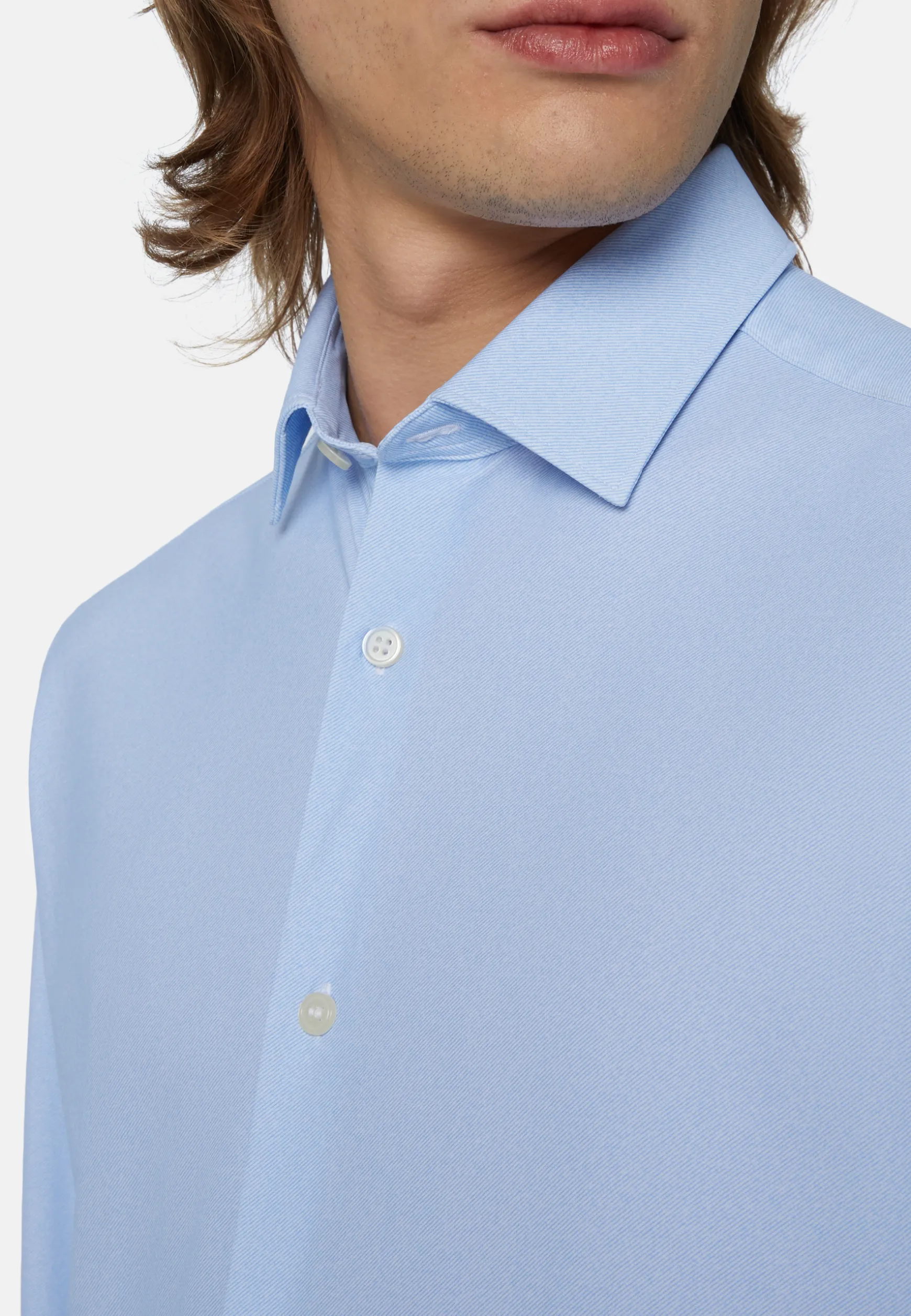 Slim Fit Sky Blue Shirt in Stretch Nylon|Boggi Milano Best Sale