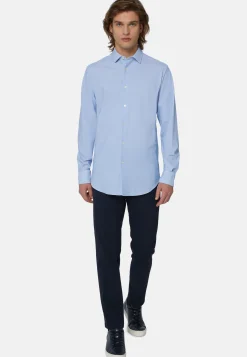 Slim Fit Sky Blue Shirt in Stretch Nylon|Boggi Milano Discount