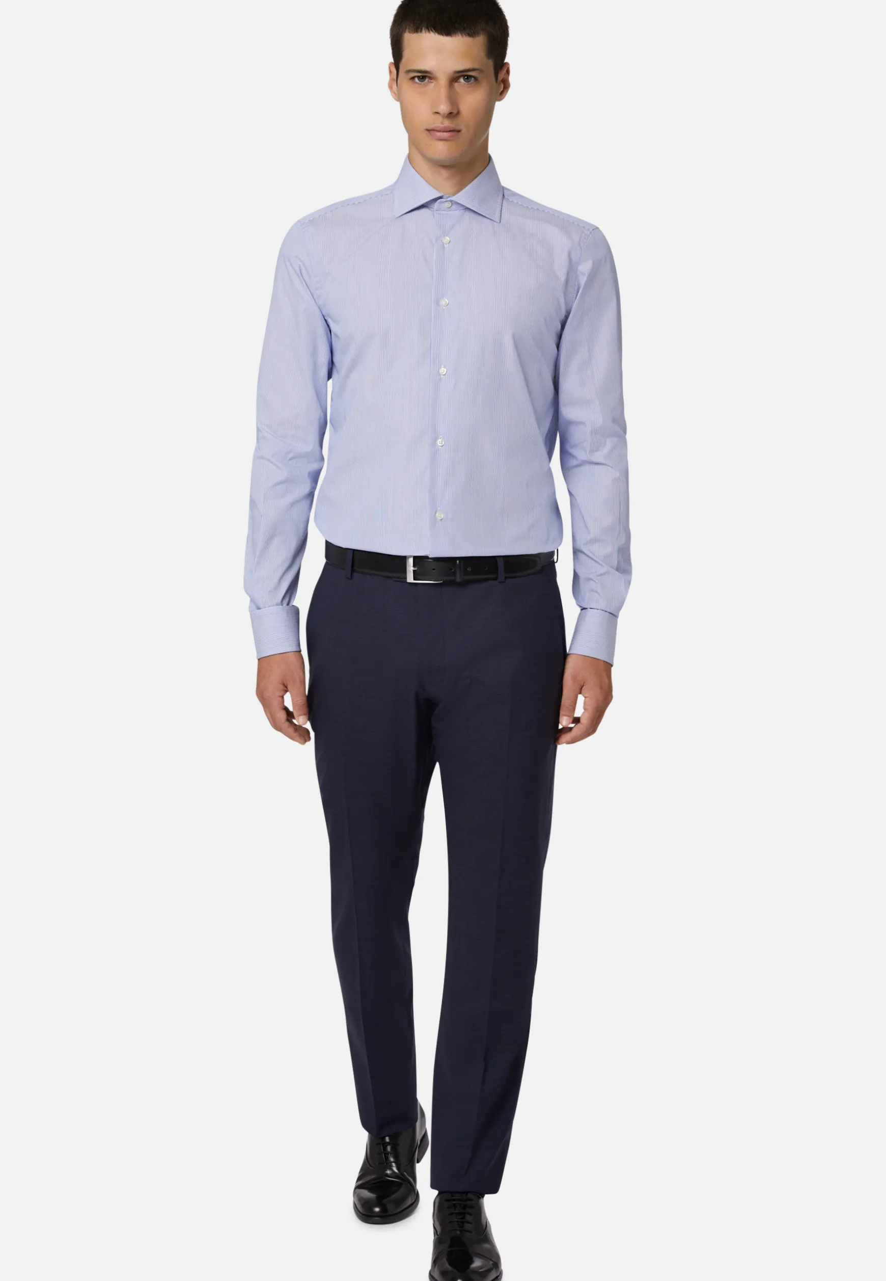 Stripe Popelin Windsor Collar Shirt Regular Fit|Boggi Milano Sale