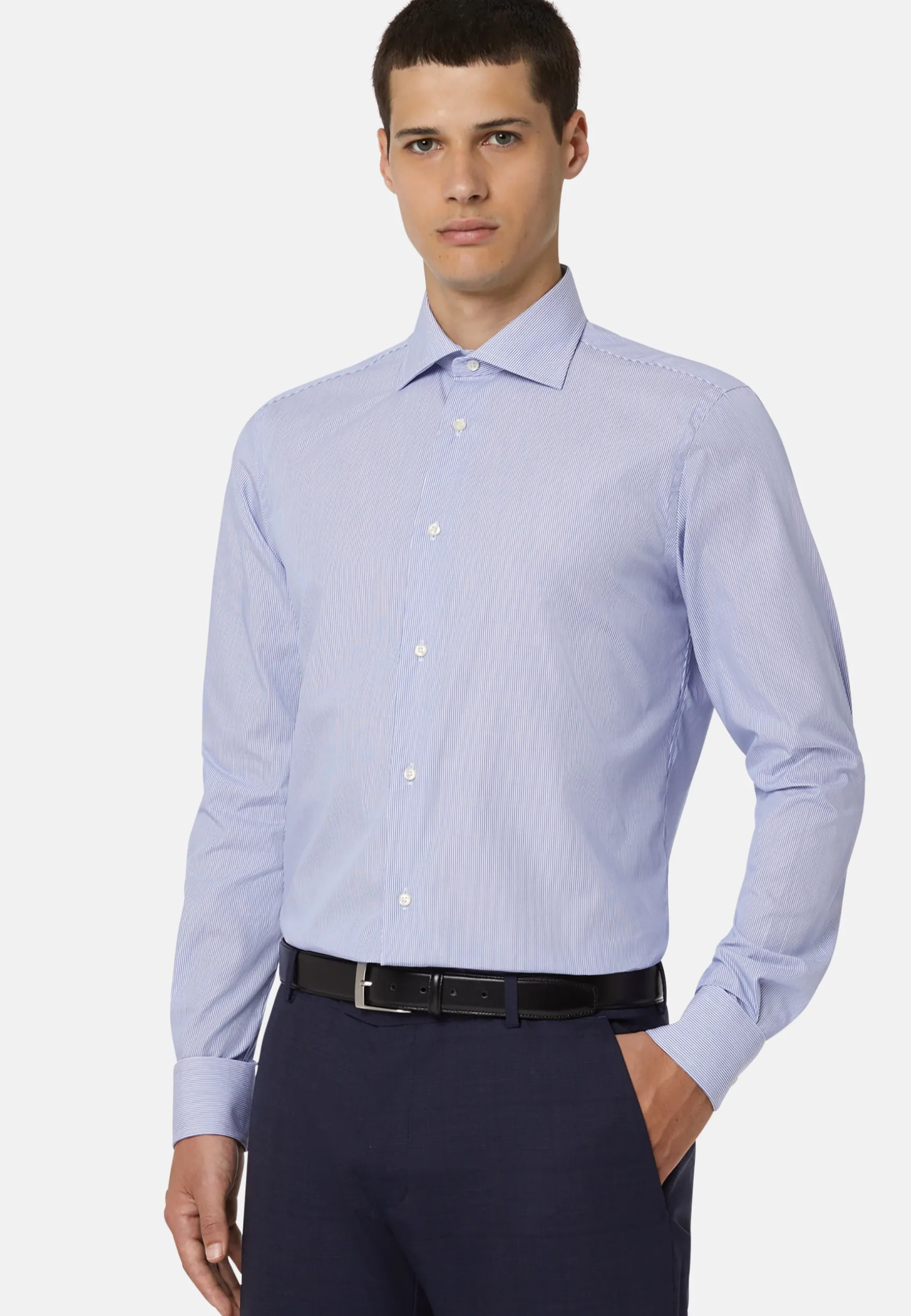 Stripe Popelin Windsor Collar Shirt Regular Fit|Boggi Milano Sale