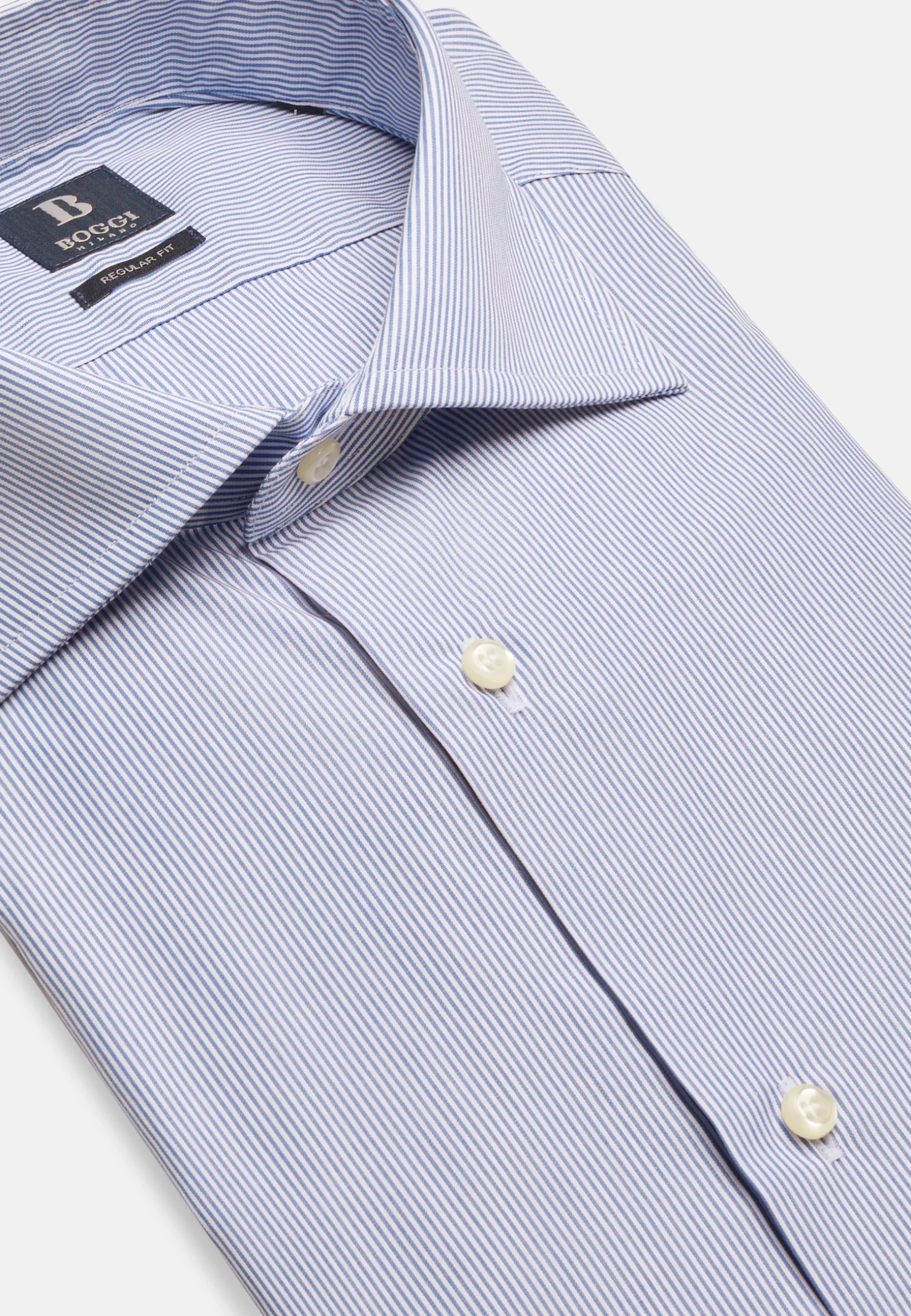 Stripe Popelin Windsor Collar Shirt Regular Fit|Boggi Milano Sale