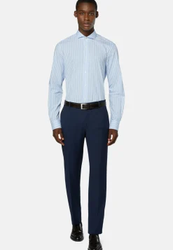 Stripe Popeline Napoli Collar Shirt Slim Fit|Boggi Milano Best