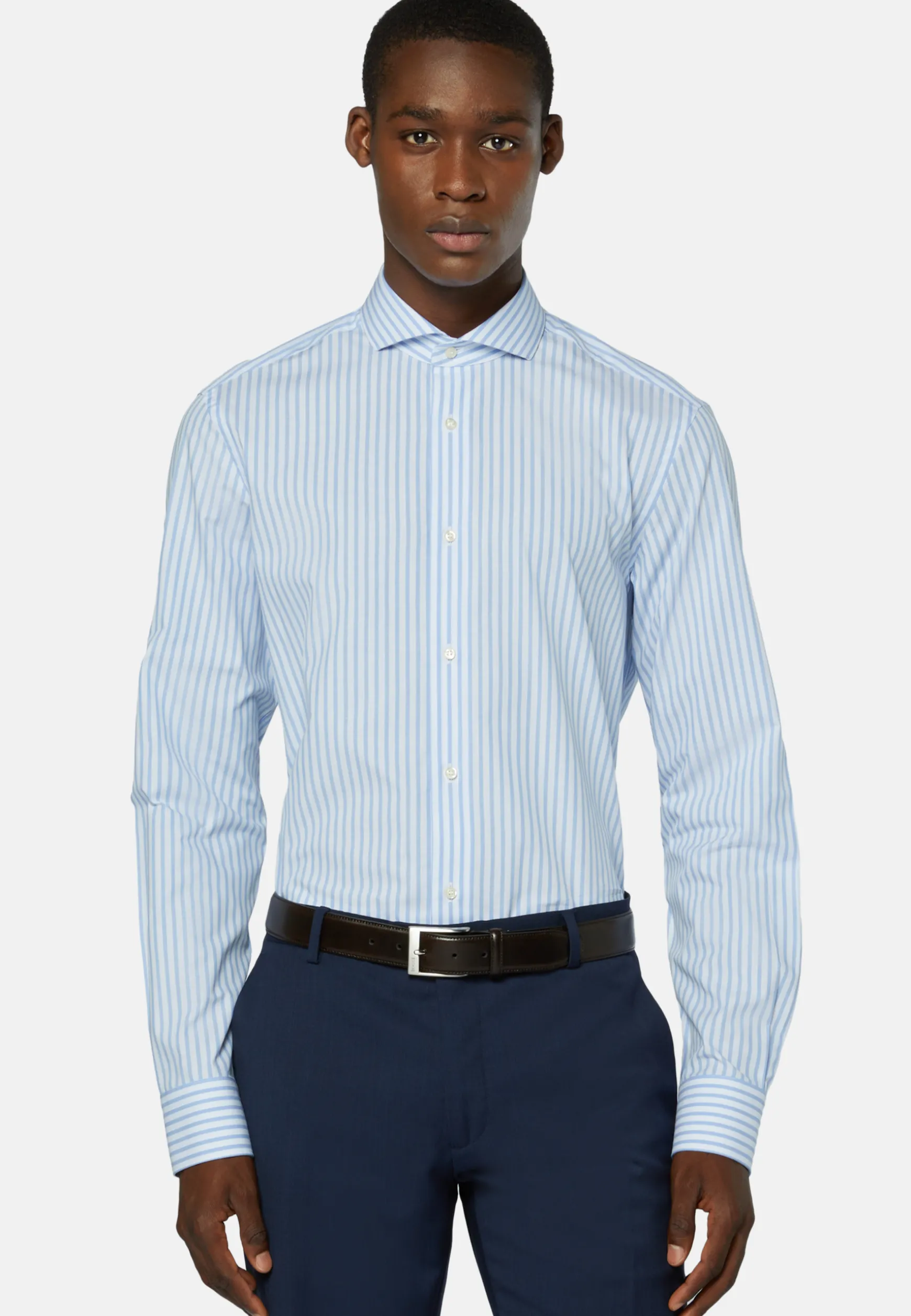 Stripe Popeline Napoli Collar Shirt Slim Fit|Boggi Milano Best