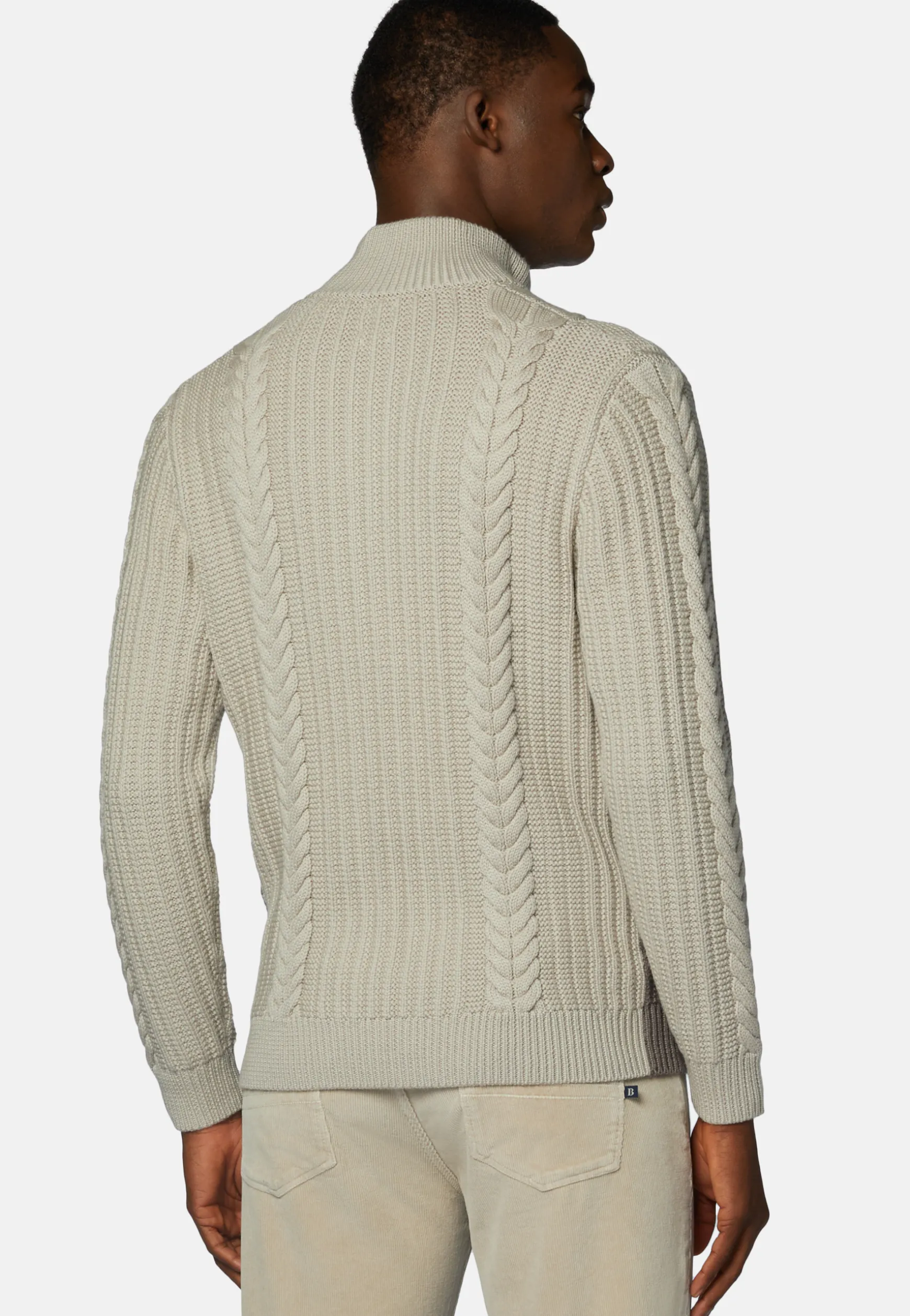 Two-Tone And Dove Grey Full–Zip Jumper in Merino Wool|Boggi Milano Hot