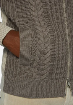 Two-Tone And Dove Grey Full–Zip Jumper in Merino Wool|Boggi Milano Hot
