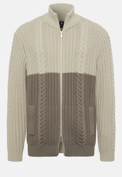 Two-Tone And Dove Grey Full–Zip Jumper in Merino Wool|Boggi Milano Hot
